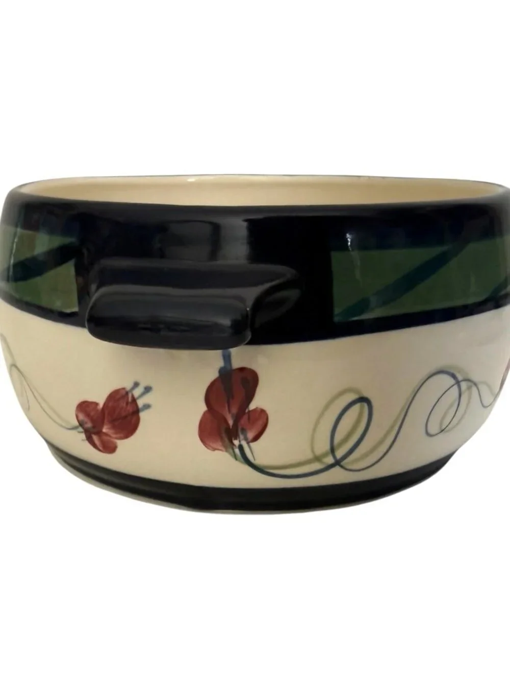 1988‎ Gail Pittman Green Grapevine Casserole Dish With Lid Hand Painted Signed